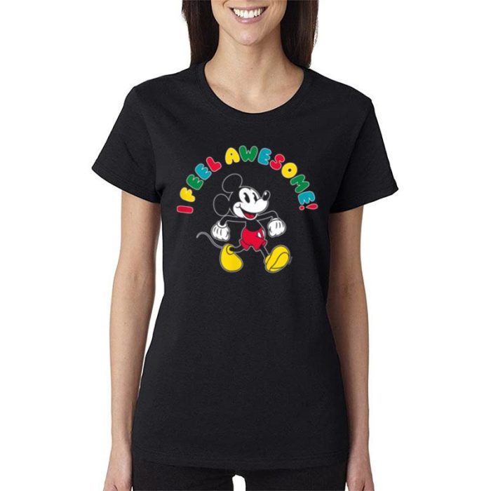 Disney Mickey I Feel Awesome Women Lady T-Shirt