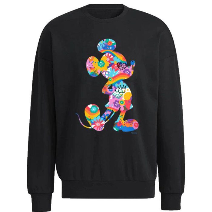 Disney Mickey Mouse Pride Pose Rainbow Icon Fill Doodles Unisex Sweatshirt