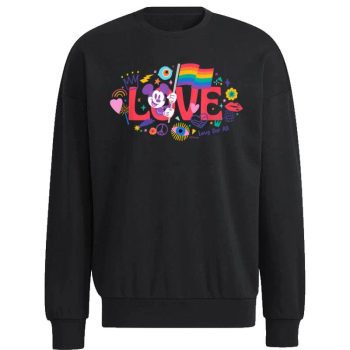 Disney Mickey Mouse Rainbow Pride Flag Love for All Doodles Unisex Sweatshirt