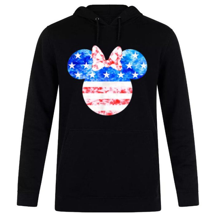 Disney Minnie Mouse American Flag Tie Dye Unisex Pullover Hoodie