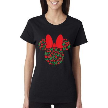 Disney Minnie Mouse Icon Red And Green Holiday Women Lady T-Shirt
