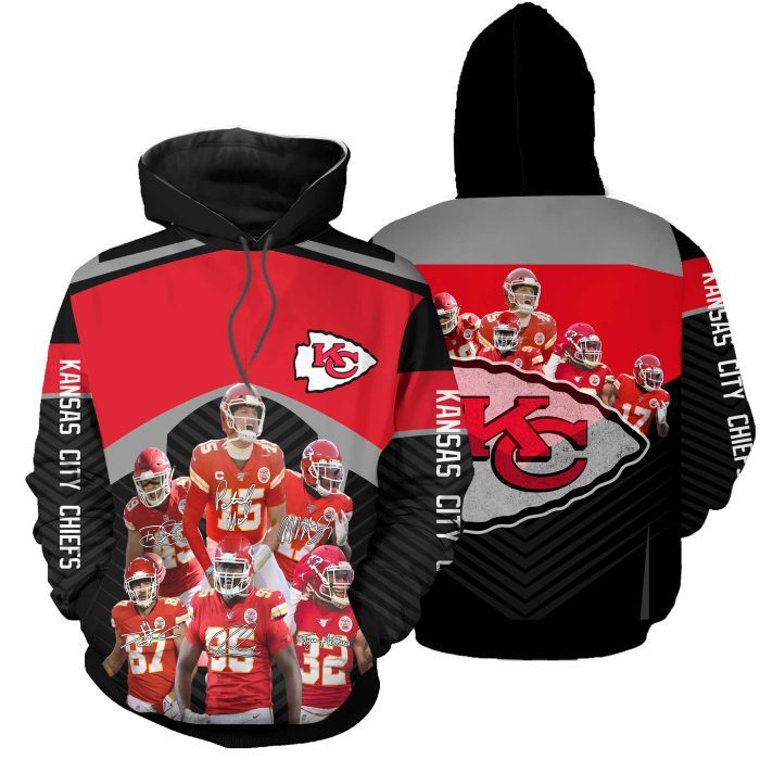 Kansas City Chiefs Legends Signature 3D Unisex Pullover Hoodie - Black Red IHT2605