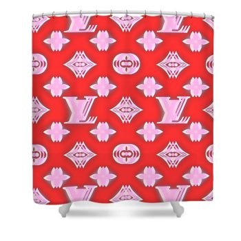Louis Vuitton Luxury Shower Curtain Pink And Red