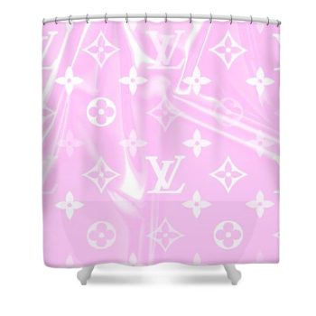 Louis Vuitton Luxury Shower Curtain Pink And White
