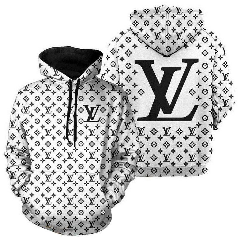 Louis-Vuitton-White-Unisex-3D-Hoodie-For-Men-Women-LV-Luxury-Pullover-IHT1239 Louis Vuitton White Unisex 3D Hoodie For Men Women LV Luxury Pullover IHT1239