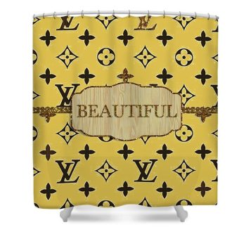 Louis Vuitton Yellow Luxury Shower Curtain