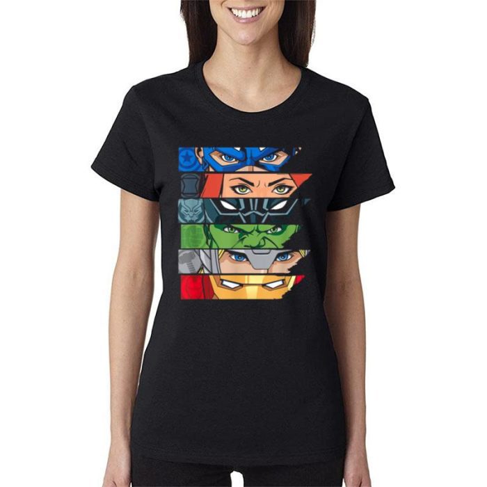 Marvel Avengers Super Hero Eyes Black Women Lady T-Shirt