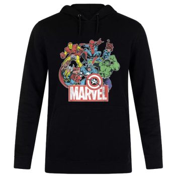 Marvel Avengers Team Retro Comic Vintage Unisex Pullover Hoodie