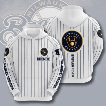 Milwaukee Brewers Brewer Fever 3D Pinstripe Unisex Pullover Hoodie - White IHT1907