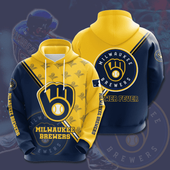 Milwaukee Brewers Logo 3D Unisex Pullover Hoodie - Navy Yellow IHT1904