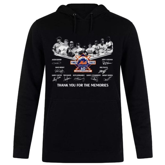 New York Mets 1962 2022 60Th Anniversary Signatures Thank You For The Memories Unisex Pullover Hoodie