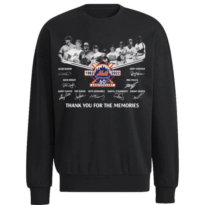 New York Mets 1962 2022 60Th Anniversary Signatures Thank You For The Memories Unisex Sweatshirt