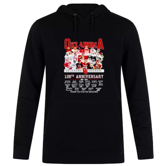 Oklahoma Sooners 128Th Anniversary 1895 2023 Thank You For The Memories Signatures Unisex Pullover Hoodie