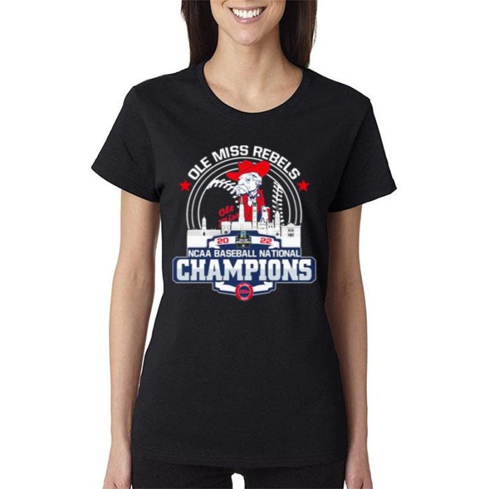 Ole Miss Logo Ncaa Baseball National Champions 2022 Ole Miss Rebels Women Lady T-Shirt