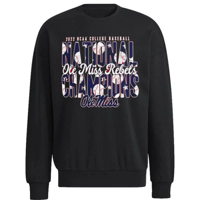 Ole Miss Rebels 2022 NCAA Baseball College World Series Champions 2 Hit Unisex Sweatshirt