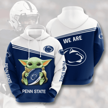 Penn State Nittany Lions Baby Yoda Star Wars 3D Unisex Pullover Hoodie - Navy White IHT1730