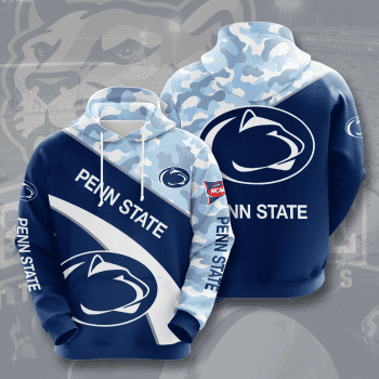 Penn State Nittany Lions Logo 3D Camo Unisex Pullover Hoodie - Neon Blue IHT2252