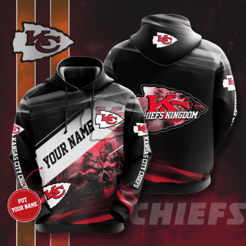Personalized Kansas City Chiefs Red Skull 3D Unisex Pullover Hoodie - Black IHT2491