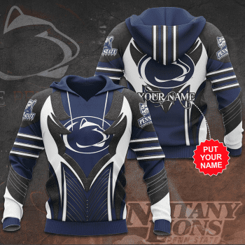 Personalized Penn State Nittany Lions 3D Unisex Pullover Hoodie - Navy Gray IHT2551
