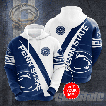 Personalized Penn State Nittany Lions 3D Unisex Pullover Hoodie - Navy White IHT2250