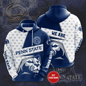 Personalized Penn State Nittany Lions Logo 3D Unisex Pullover Hoodie - Navy White IHT2244