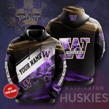 Personalized Washington Huskies Purple Skull 3D Unisex Pullover Hoodie - Black IHT2434