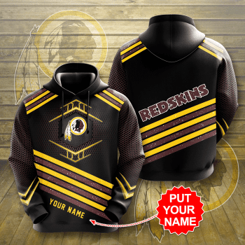 Personalized Washington Redskins 3D Glittering Stripes Unisex Pullover Hoodie - Black IHT2275