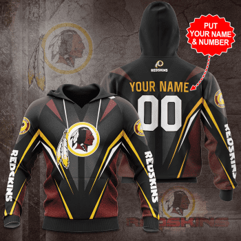 Personalized Washington Redskins 3D Unisex Pullover Hoodie - Black IHT2314