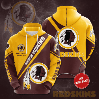 Personalized Washington Redskins Hail To The Redskins 3D Unisex Pullover Hoodie - Brown Yellow IHT2345