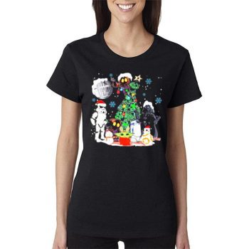 Star Wars Characters Chibi Merry Christmas Ligh Women Lady T-Shirt