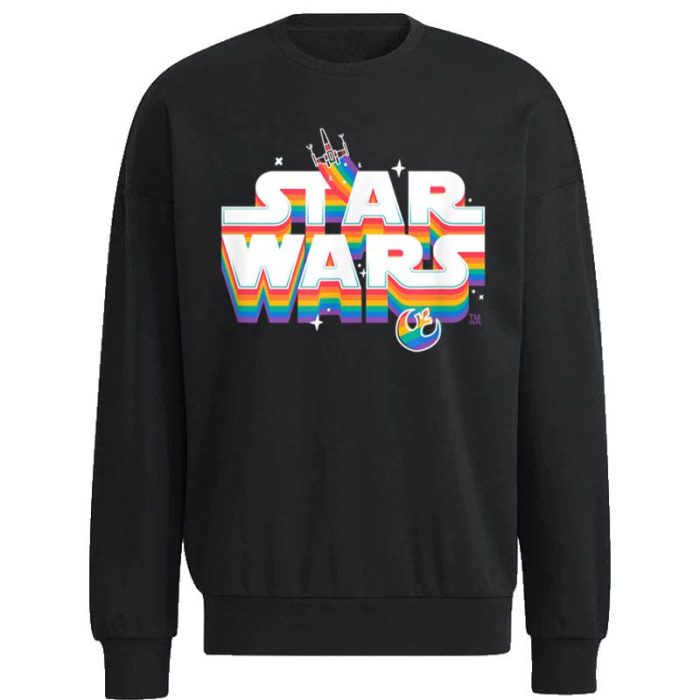 Star Wars Pride Rainbow Logo Rebel Symbol and X-Wing Fighter Unisex Sweatshirt