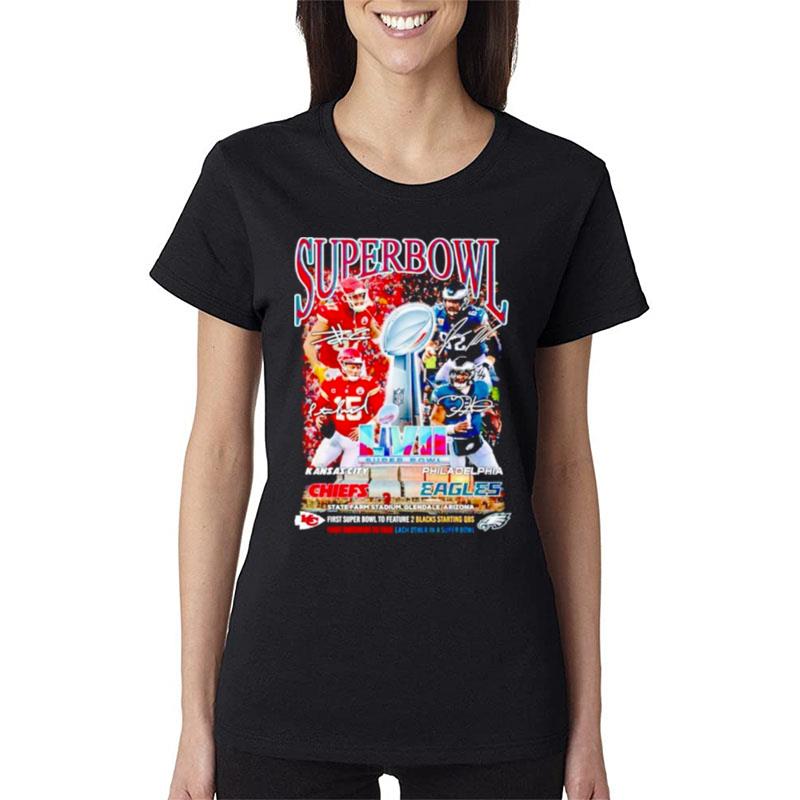 Super-Bowl-Kansas-City-Chiefs-Vs.-Philadelphia-Eagles-Super-Bowl-Lvii-Signature-Women-Lady-T-Shirt Super Bowl Kansas City Chiefs Vs. Philadelphia Eagles Super Bowl Lvii Signature Women Lady T-Shirt