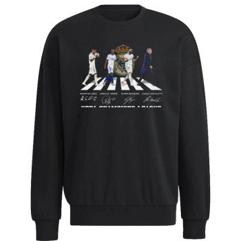 The Goes And Junior And Benzema And Ancelotti Abbey Road 2022 Uefa Champions League Real Madrid Cf Unisex Sweatshirt