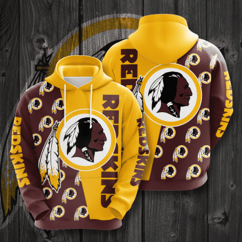 Washington Redskins Logo 3D Unisex Pullover Hoodie - Brown Yellow IHT2277