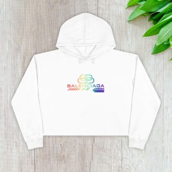 Balenciaga Bb Paris Rainbow Logo Luxury Crop Pullover Hoodie For Lady CPH1008
