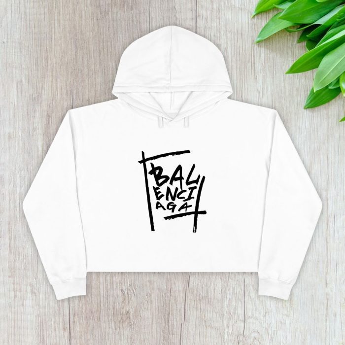 Balenciaga Letter Graffiti Crop Pullover Hoodie For Lady CPH1014