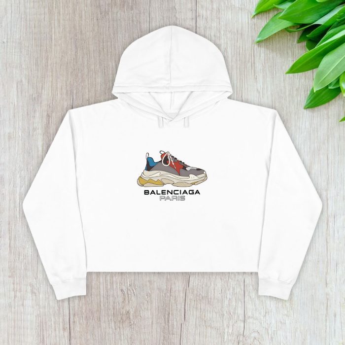 Balenciaga Paris Shoes Triple S Crop Pullover Hoodie For Lady CPH1028