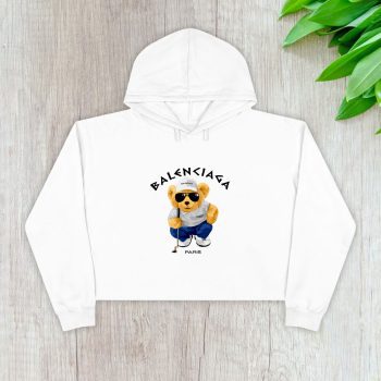 Balenciaga Paris Teddy Bear Logo Crop Pullover Hoodie For Lady CPH1023