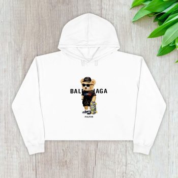 Balenciaga Paris Teddy Bear Logo Crop Pullover Hoodie For Lady CPH1024