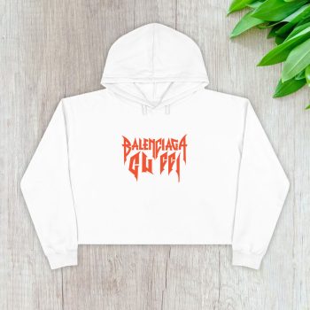 Balenciaga X Gucci Metal Logo Crop Pullover Hoodie For Lady CPH1020