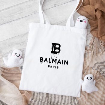 Balmain Drip Logo Cotton Canvas Tote Bag TTB1054