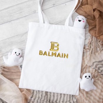 Balmain Gold Logo Luxury Cotton Canvas Tote Bag TTB1055