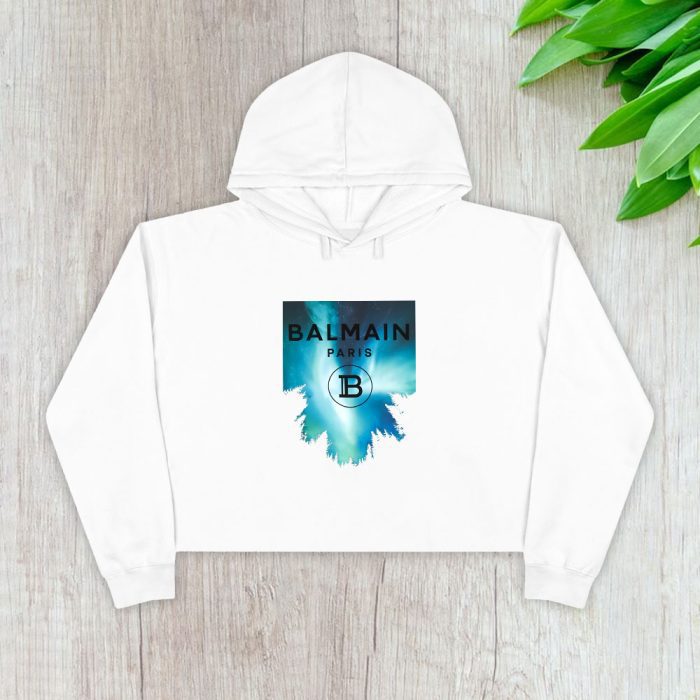 Balmain Moon Print Crop Pullover Hoodie For Lady CPH1064