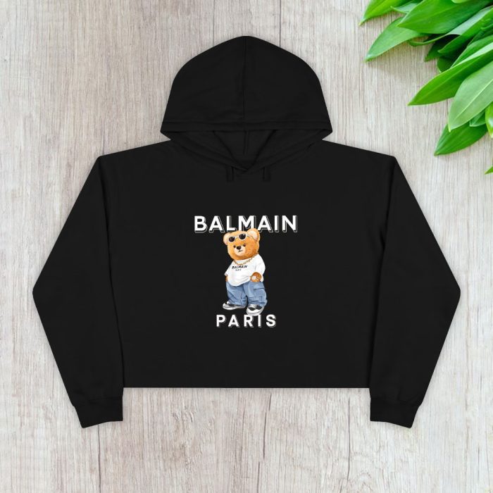Balmain Paris Teddy Bear Luxury Crop Pullover Hoodie For Lady CPH1063