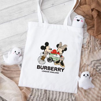 Burberry London Mickey Mouse And Minnie Mouse Couple Cotton Canvas Tote Bag TTB1103