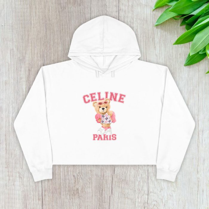 Celine Paris Teddy Bear Luxury Crop Pullover Hoodie For Lady CPH1132