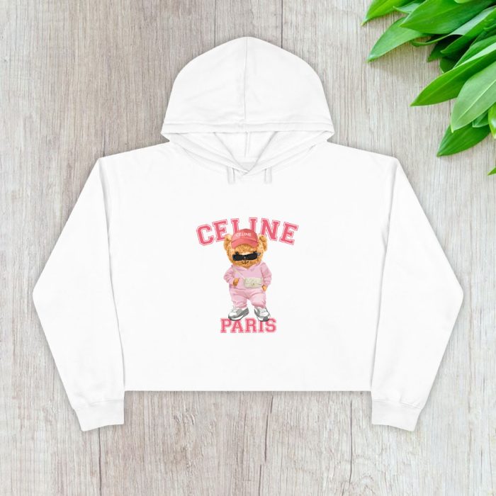 Celine Paris Teddy Bear Luxury Crop Pullover Hoodie For Lady CPH1133