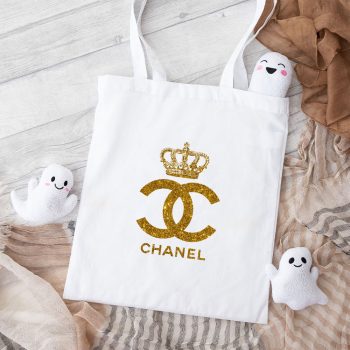 Chanel Queen Glitter Logo Cotton Canvas Tote Bag TTB1161