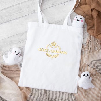 Dolce & Gabbana Crown Gold Luxury Cotton Canvas Tote Bag TTB1234