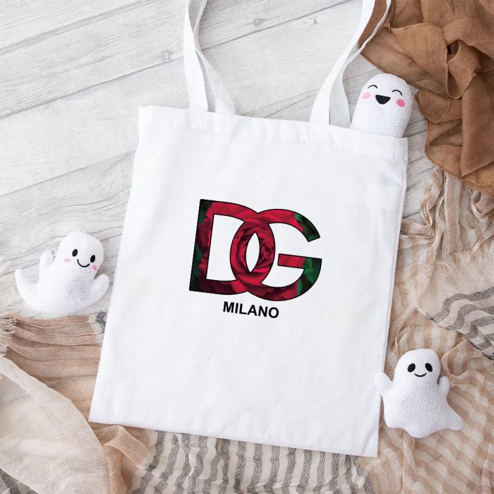 Dolce & Gabbana Milano Rose Logo Luxury Cotton Canvas Tote Bag TTB1210